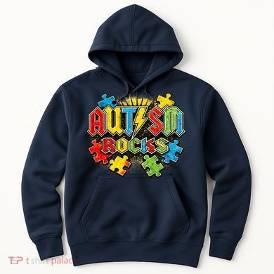 Vintage Autism Rocks Puzzle Pieces Hoodie