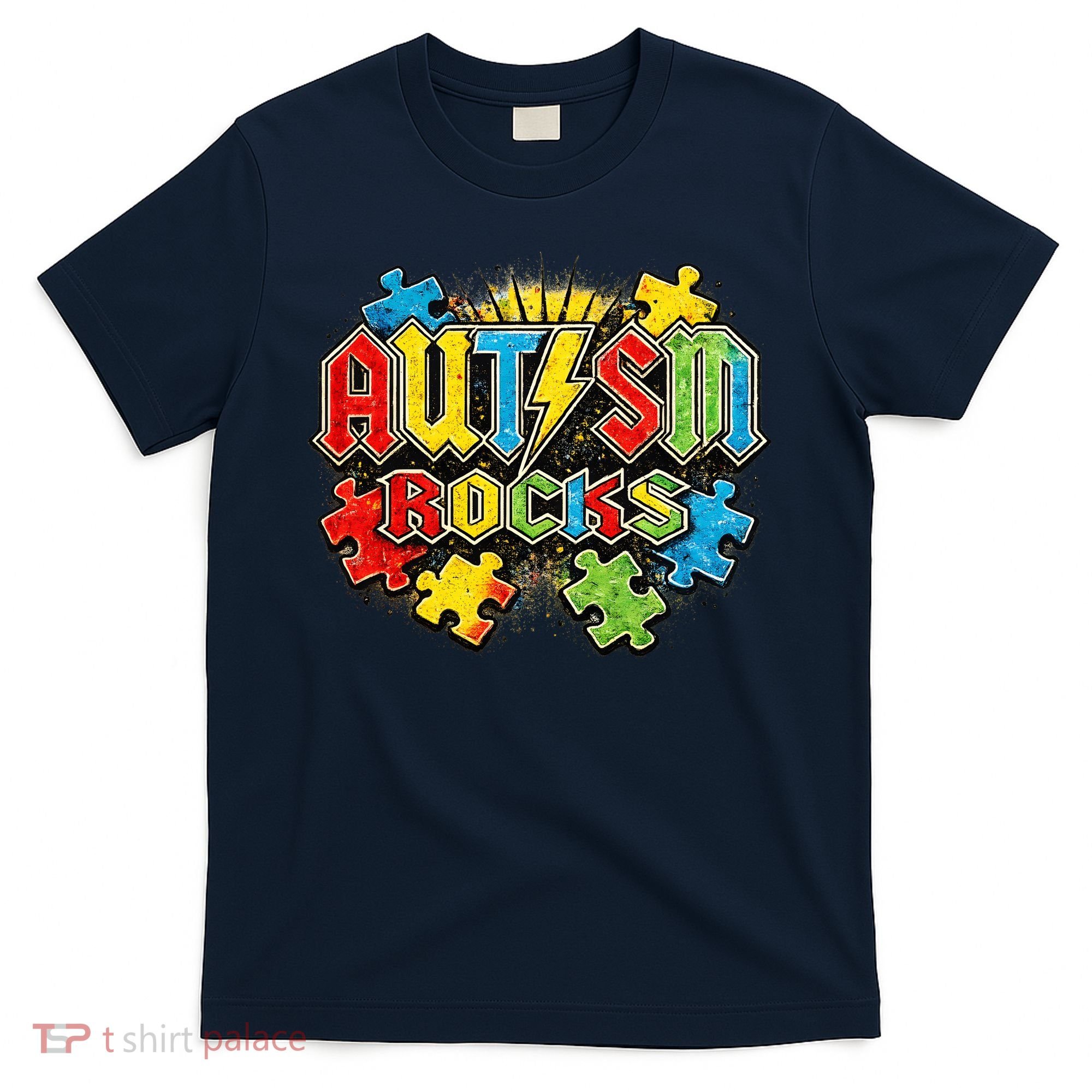 Vintage Autism Rocks Puzzle Pieces T-Shirt