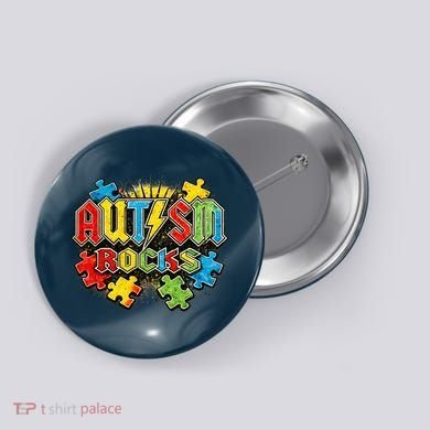Vintage Autism Rocks Puzzle Pieces Button
