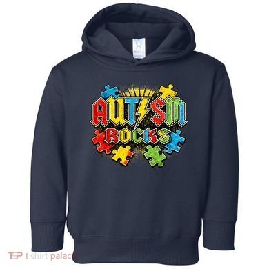Vintage Autism Rocks Puzzle Pieces Toddler Hoodie