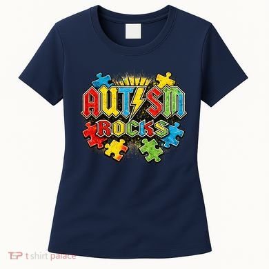 Vintage Autism Rocks Puzzle Pieces Women's T-Shirt
