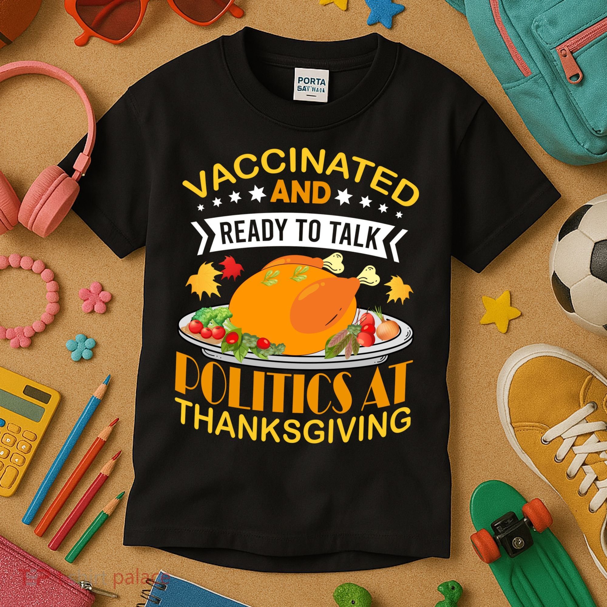 Vaccinated And Ready To Talk Politics At Thanksgiving Kids T-Shirt