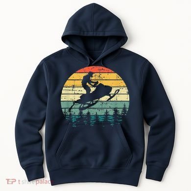 Vintage American Snowmobile Retro Snowmobiling Sled Hoodie