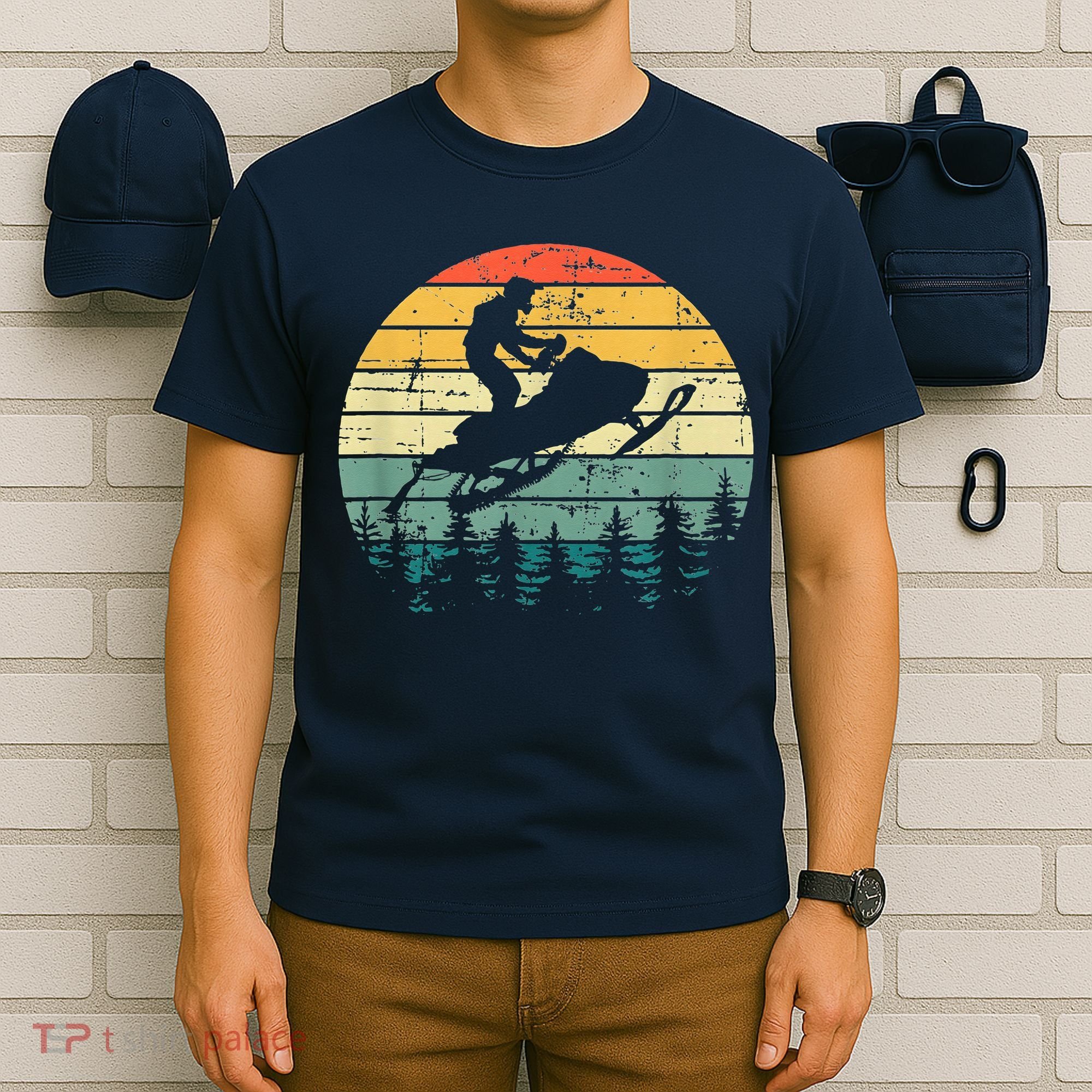 Vintage American Snowmobile Retro Snowmobiling Sled T-Shirt
