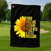 Virgo August September Birthday Sunflower Flower Great Gift Golf Towel thumb 1