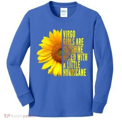 Virgo August September Birthday Sunflower Flower Great Gift Kids Long Sleeve Shirt