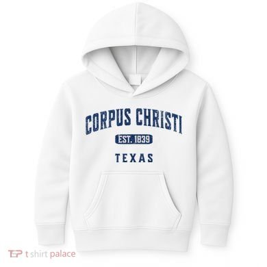 Vintage Athletic Souvenir Visit Corpus Christi Texas Kids Hoodie