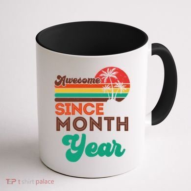 Vintage Awesome Since Customize Month And Year Birthday Coffee Mug back