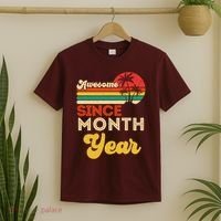 Vintage Awesome Since Customize Month And Year Birthday T-Shirt thumb 2