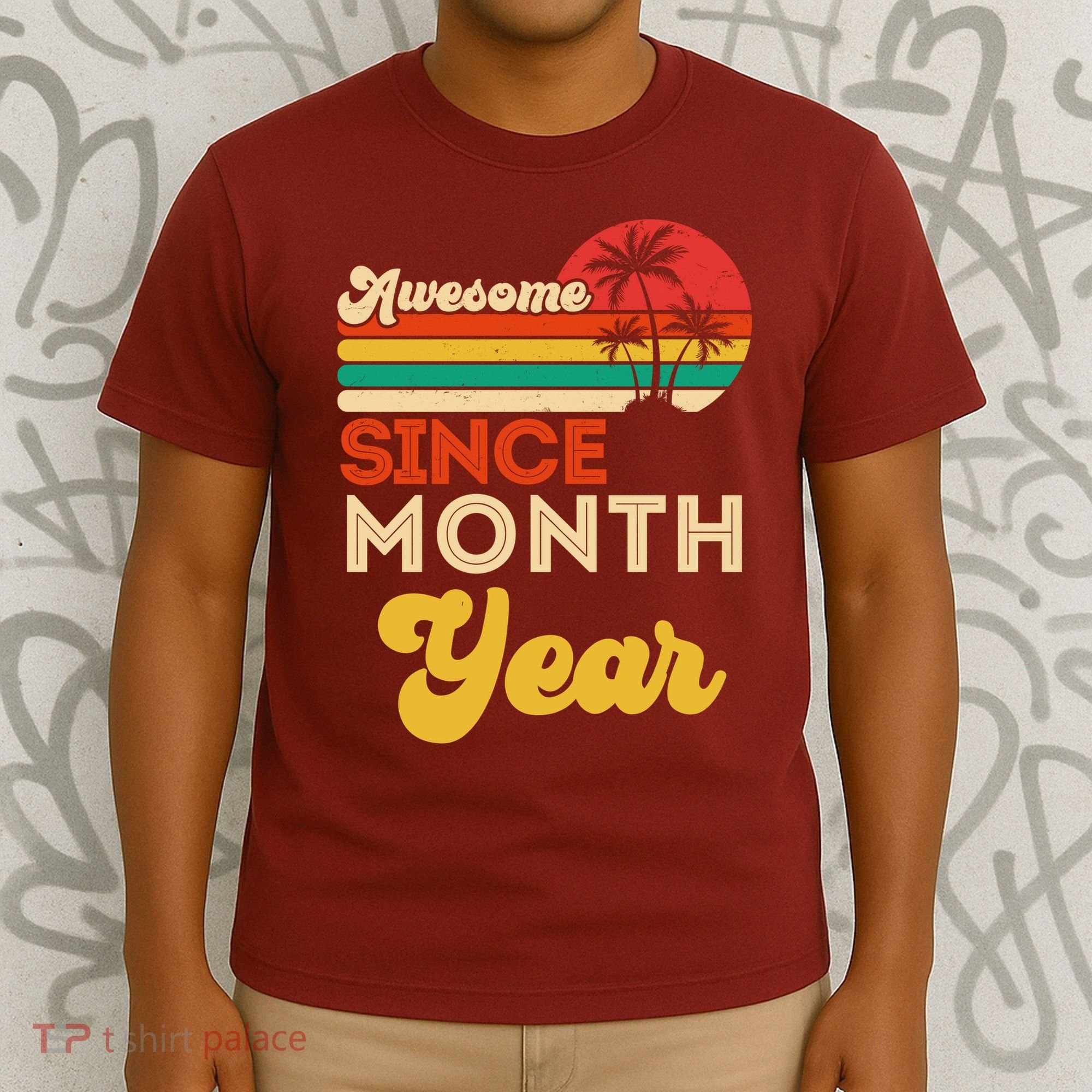 Vintage Awesome Since Customize Month And Year Birthday T-Shirt