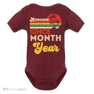 Vintage Awesome Since Customize Month And Year Birthday Baby Bodysuit