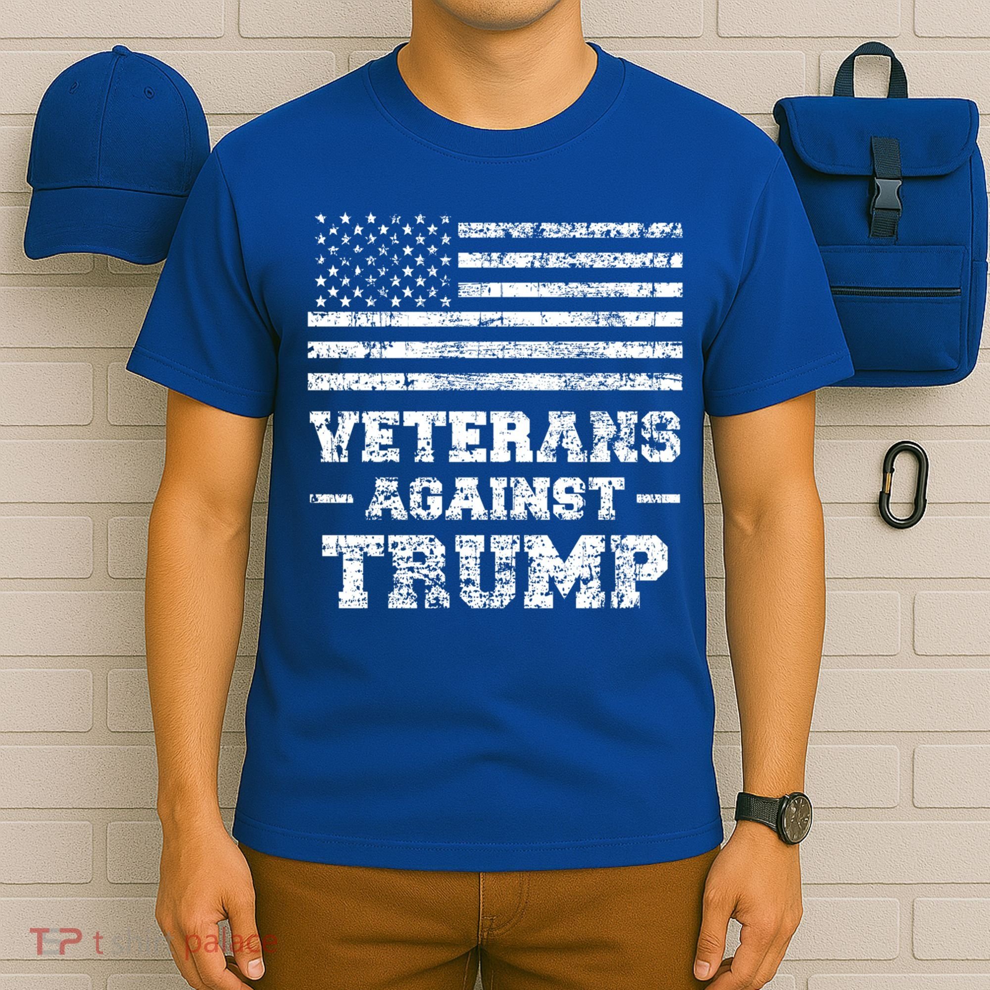 Veterans Against Trump Military Vet Anti Trump Flag Gift Funny Gift T-Shirt