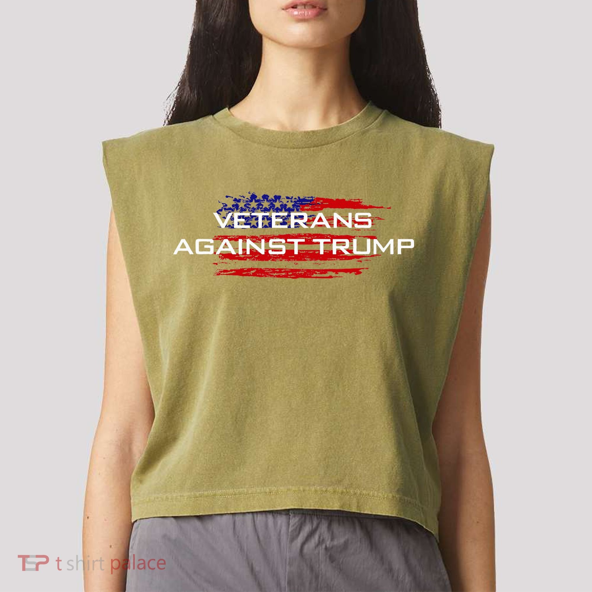 Veterans Against Trump Anti Trump Garment-Dyed Women's Muscle Tee