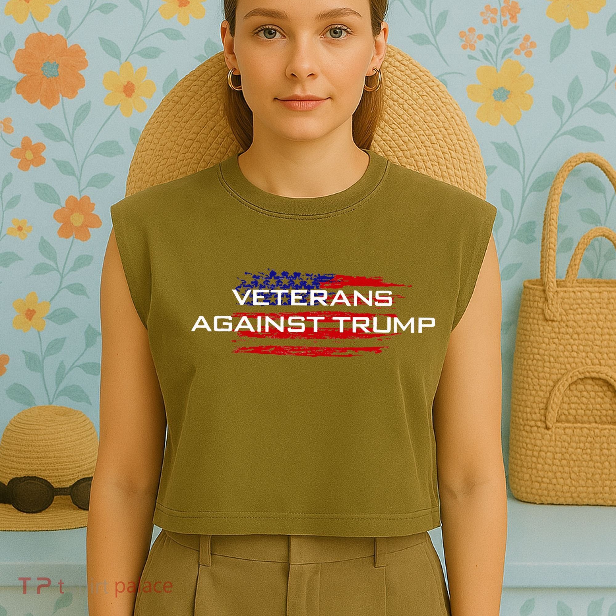 Veterans Against Trump Anti Trump Garment-Dyed Women's Muscle Tee