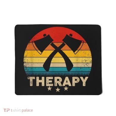 Vintage Axe Throwing Therapy Silhouette Retro Sunset Mousepad