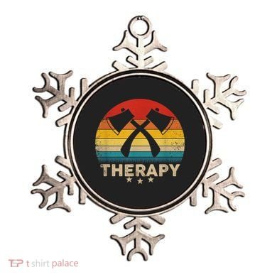Vintage Axe Throwing Therapy Silhouette Retro Sunset Ornament