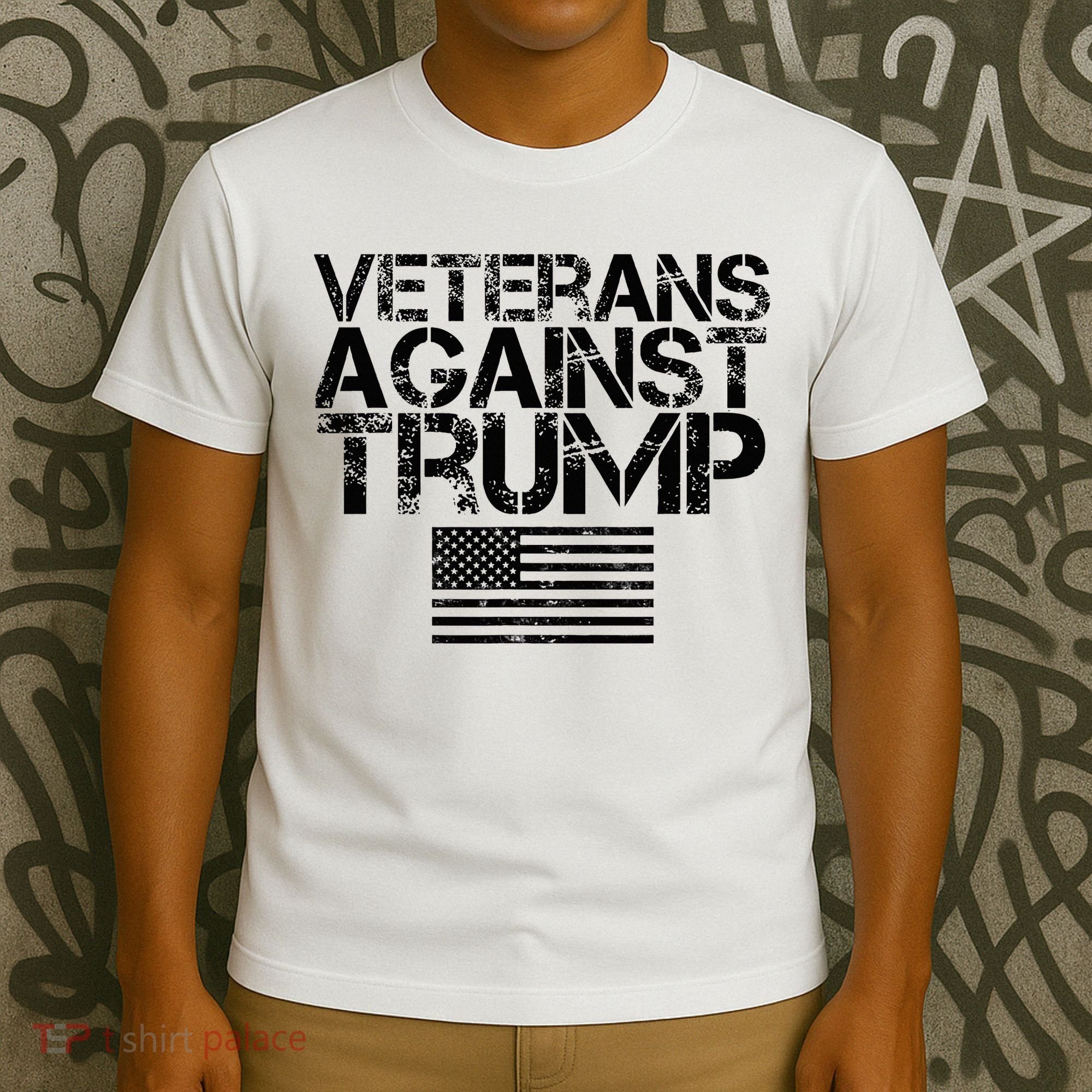 Veterans Against Trump Vintage Patriotic Flag Protest T-Shirt