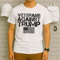 Veterans Against Trump Vintage Patriotic Flag Protest T-Shirt thumb 6