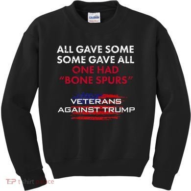 Veterans Anti Trump Draft Dodger Bone Spurs For Vets Kids Sweatshirt