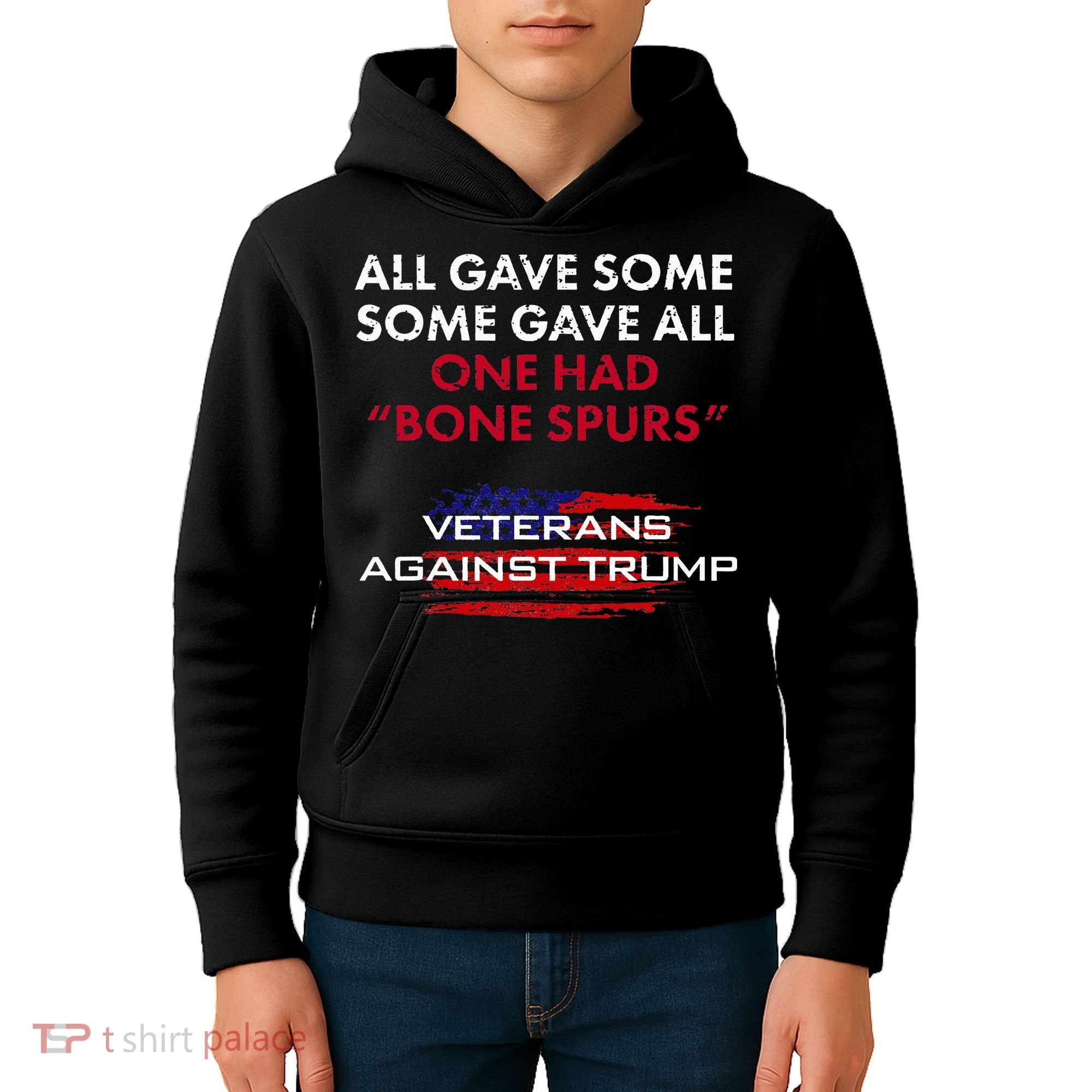 Veterans Anti Trump Draft Dodger Bone Spurs For Vets Kids Hoodie