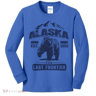 Vintage Alaska The Last Frontier Bear Alaska Gift Kids Long Sleeve Shirt