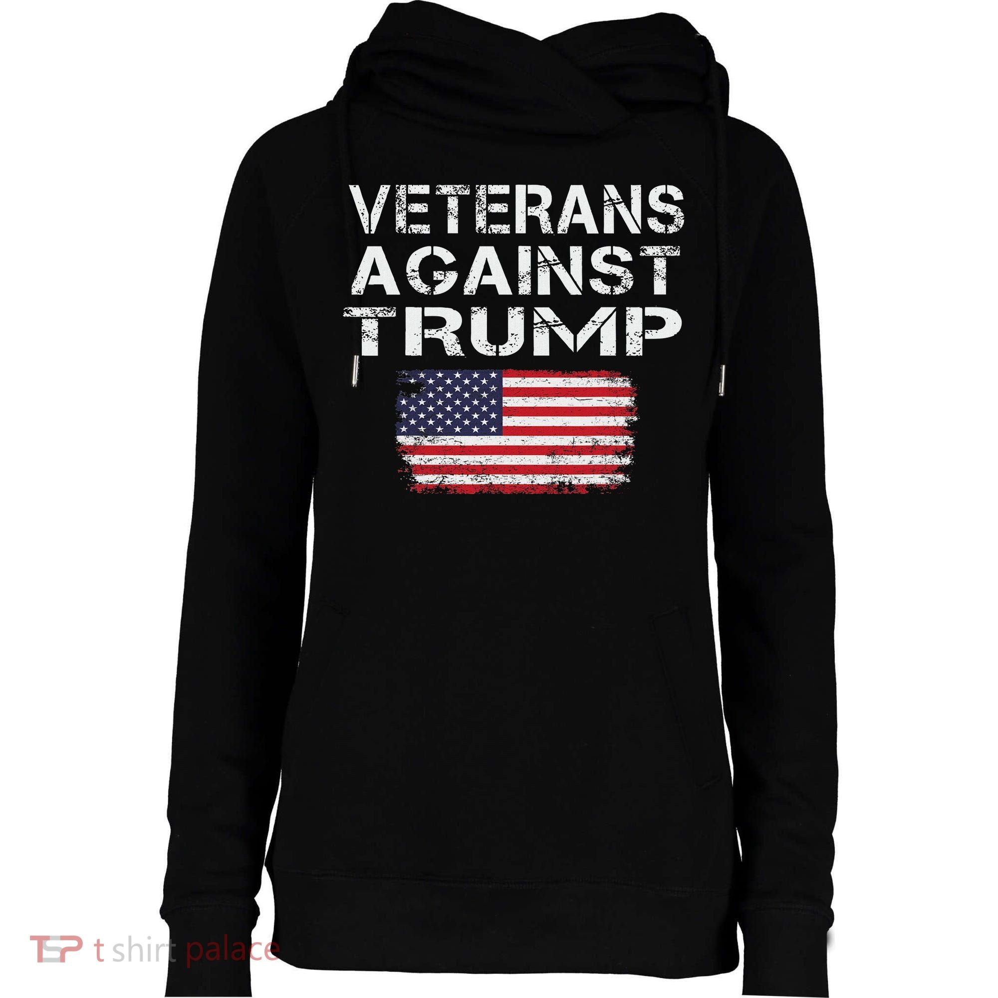 Veterans Against Trump Military Vets Oppose Trump Womens Funnel Neck Pullover Hood