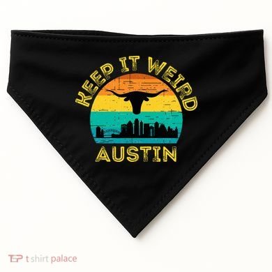 Vintage Austin Texas Keep It Weird Sunset USA-Made Doggie Bandana