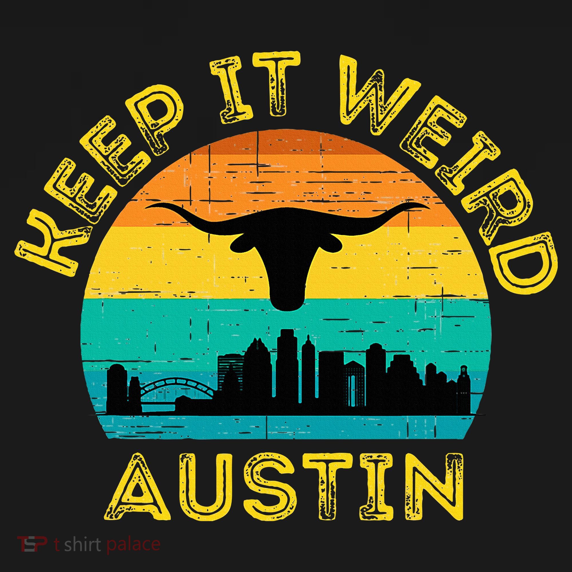 Vintage Austin Texas Keep It Weird Sunset T-Shirt