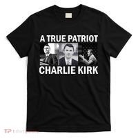 Vintage A True Patriot Charlie Kirk Photo T-Shirt thumb 0