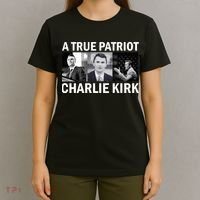 Vintage A True Patriot Charlie Kirk Photo T-Shirt thumb 4