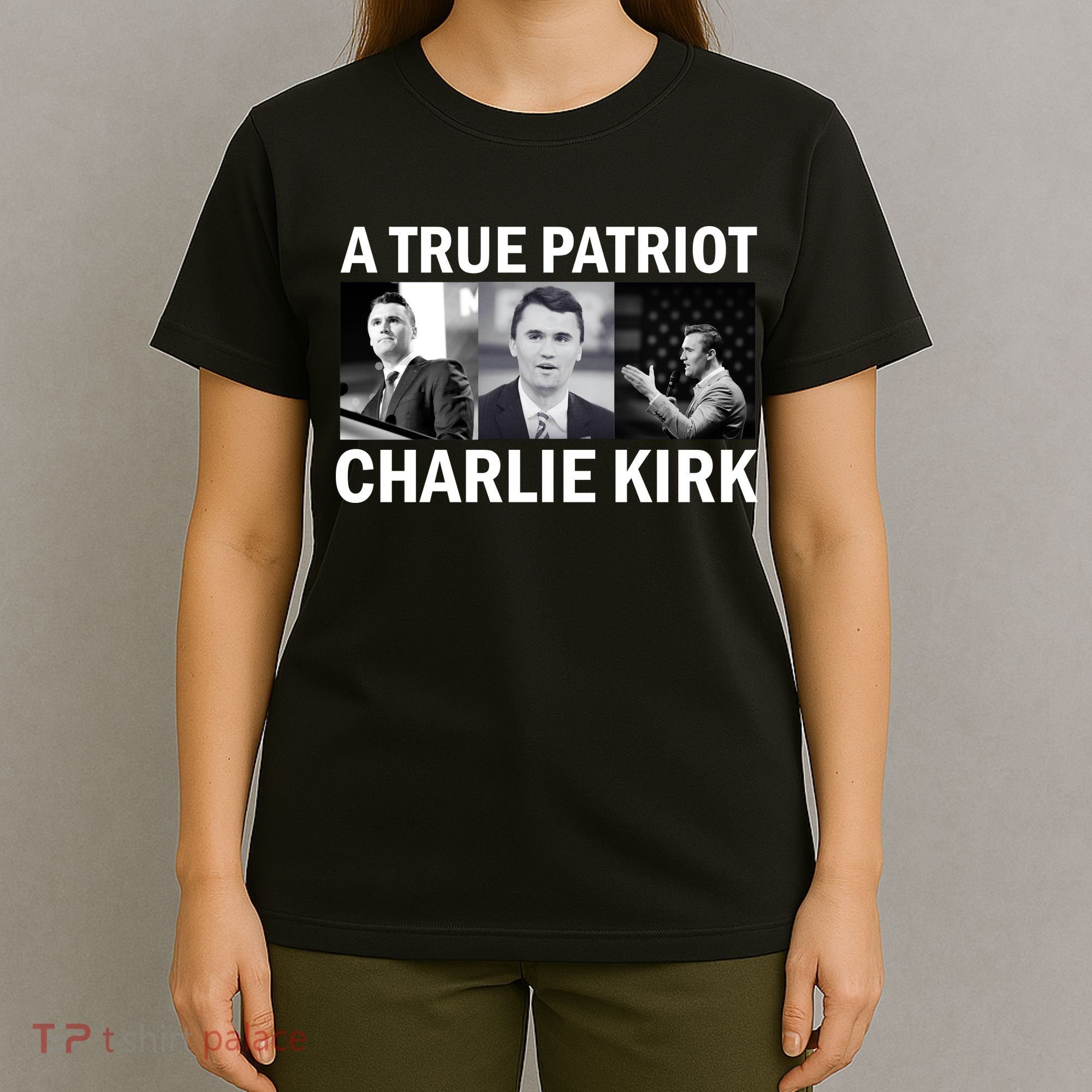 Vintage A True Patriot Charlie Kirk Photo T-Shirt