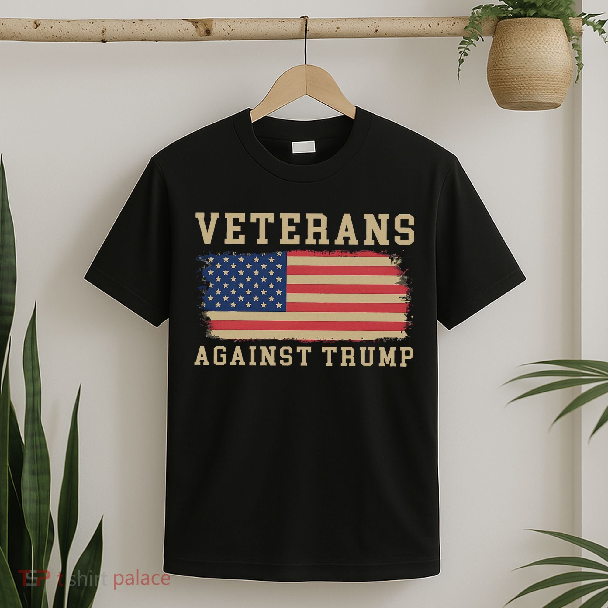 Veterans Against Trump Vintage Usa American Flag Military T-Shirt