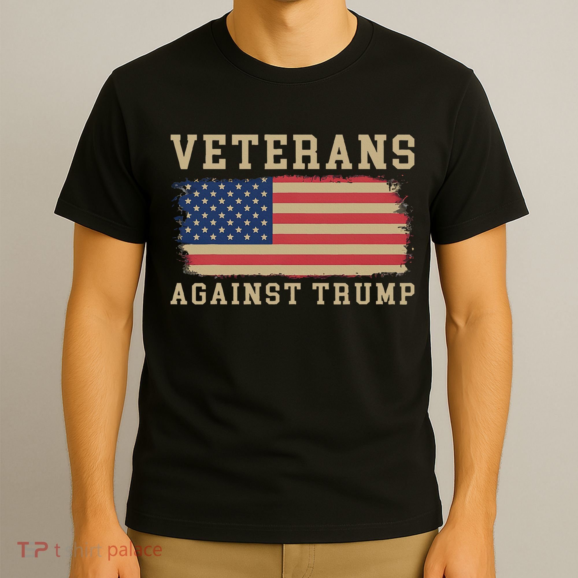 Veterans Against Trump Vintage Usa American Flag Military T-Shirt