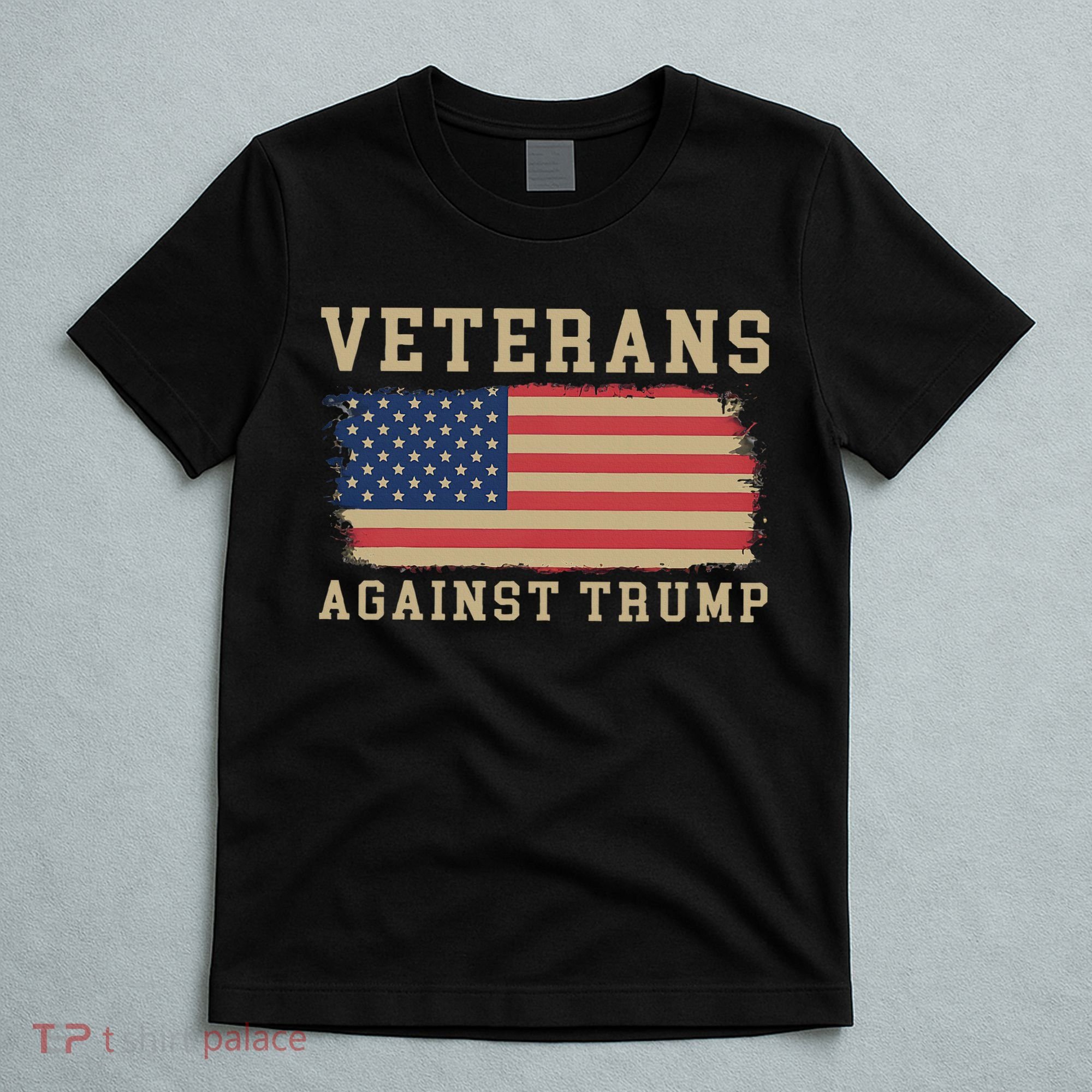 Veterans Against Trump Vintage Usa American Flag Military T-Shirt