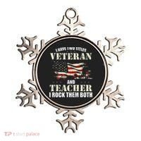 Veteran And Teacher And I Rock Them Both Funny Fathers Day Ornament thumb 0
