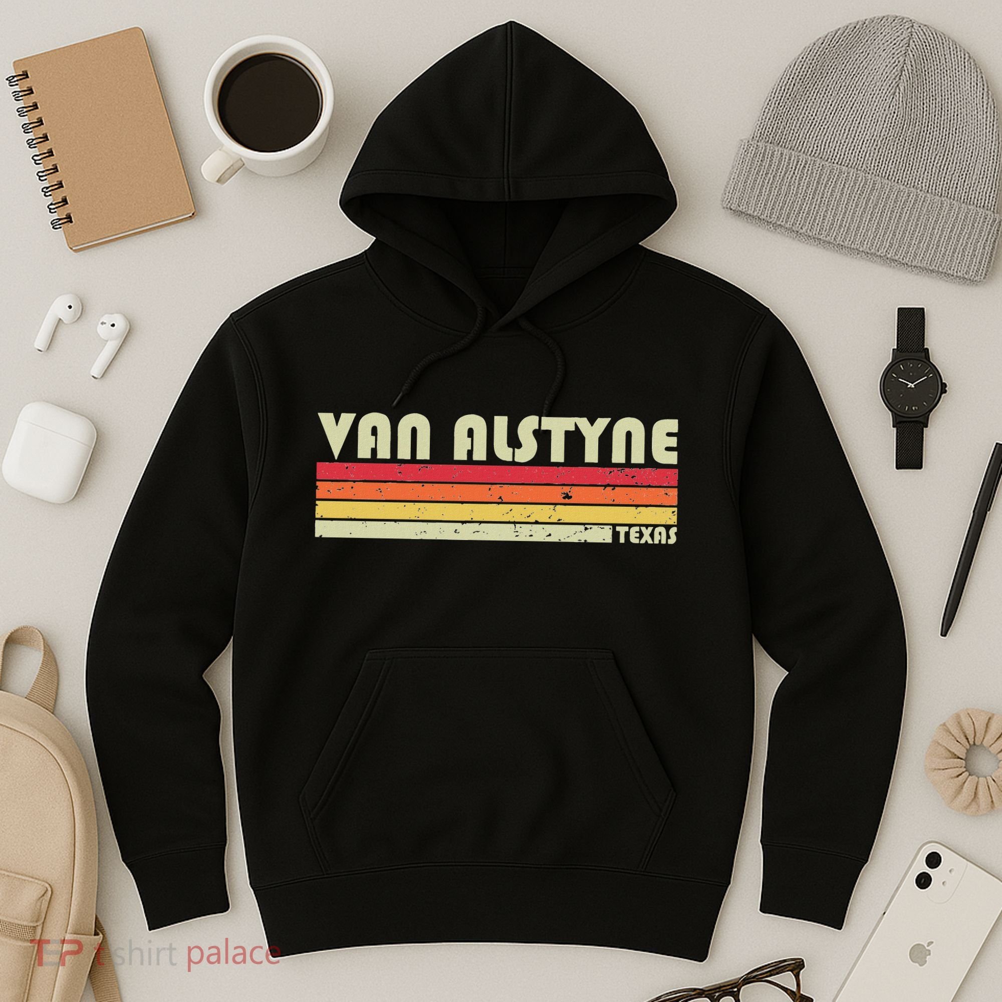 Van Alstyne Tx Texas Funny City Home Root Gift Retro 70s 80s Hoodie