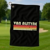 Van Alstyne Tx Texas Funny City Home Root Gift Retro 70s 80s Golf Towel thumb 1