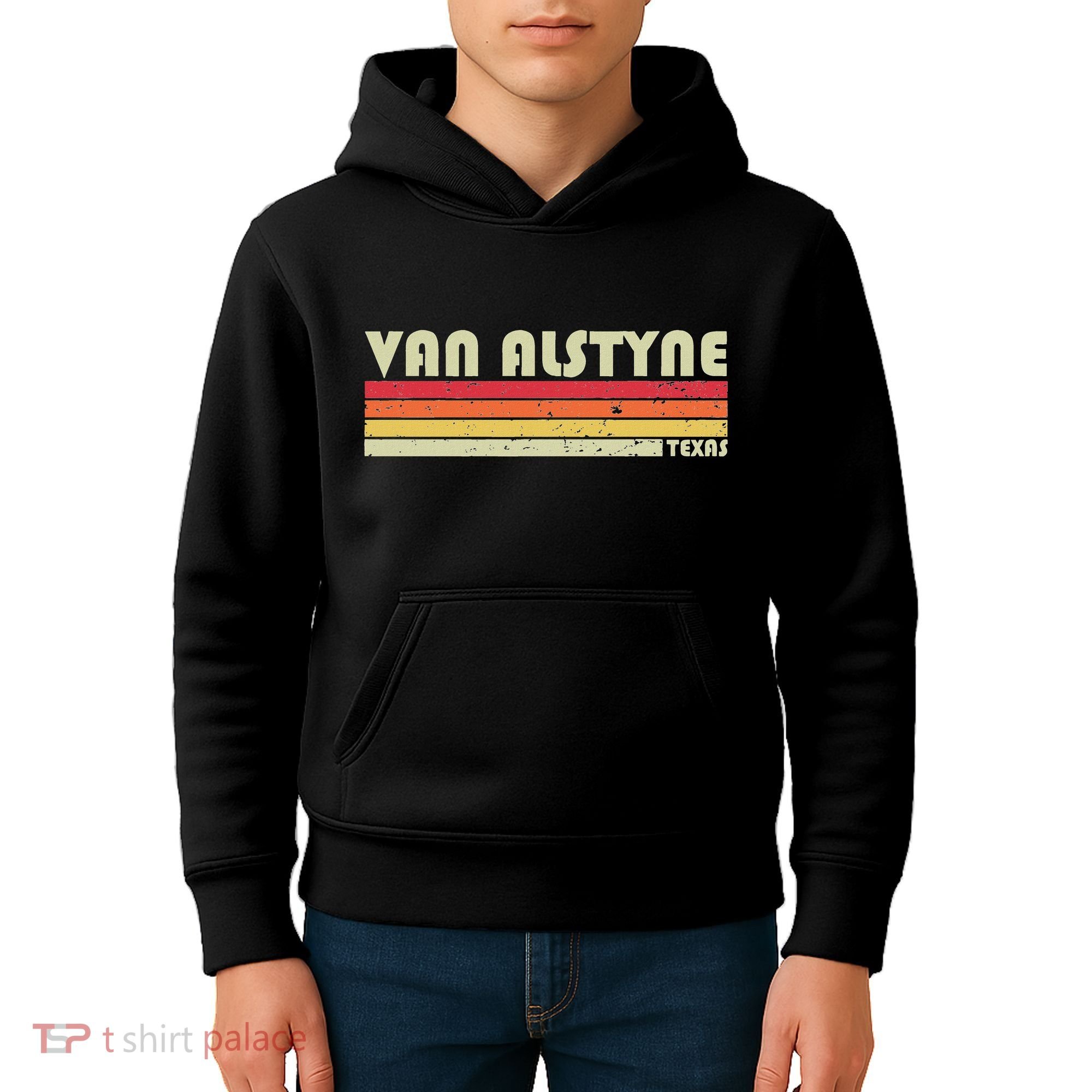 Van Alstyne Tx Texas Funny City Home Root Gift Retro 70s 80s Kids Hoodie