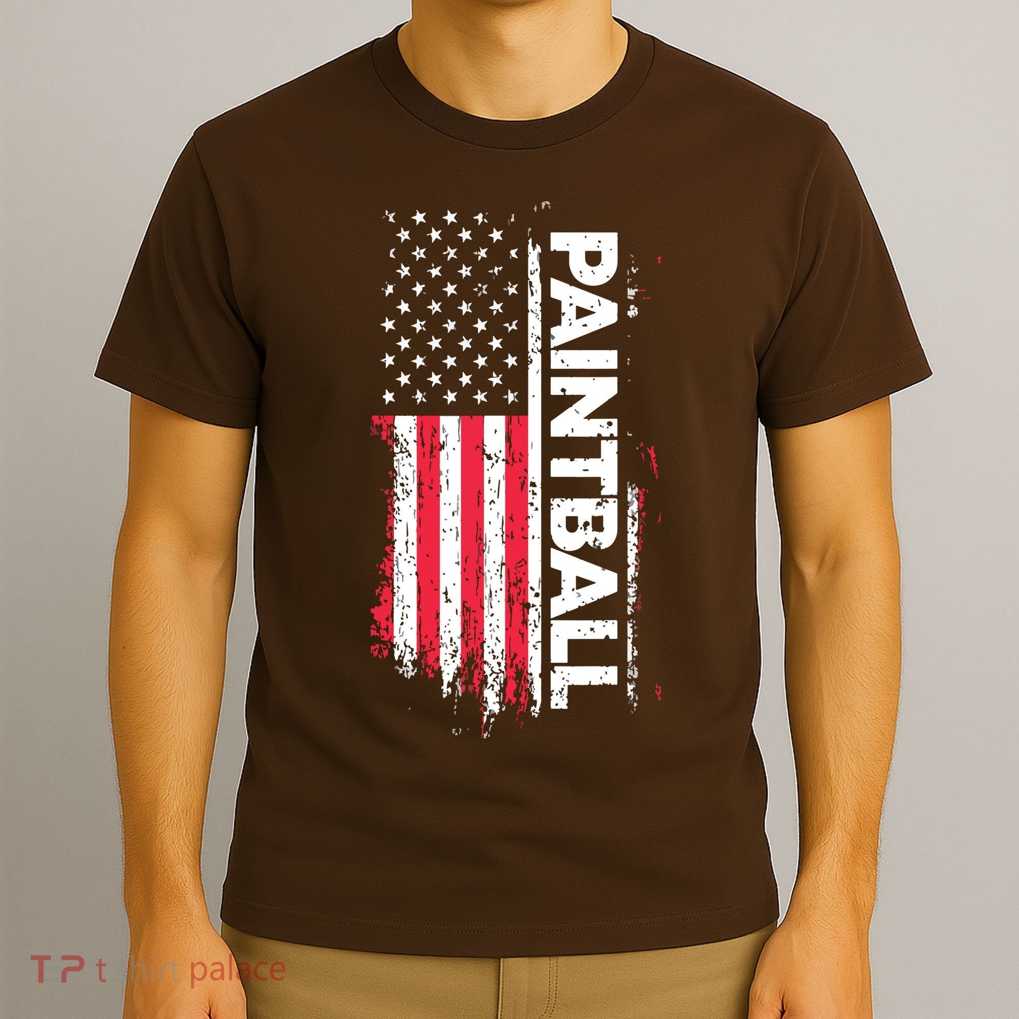 Vintage American USA Flag Cool Paintball T-Shirt