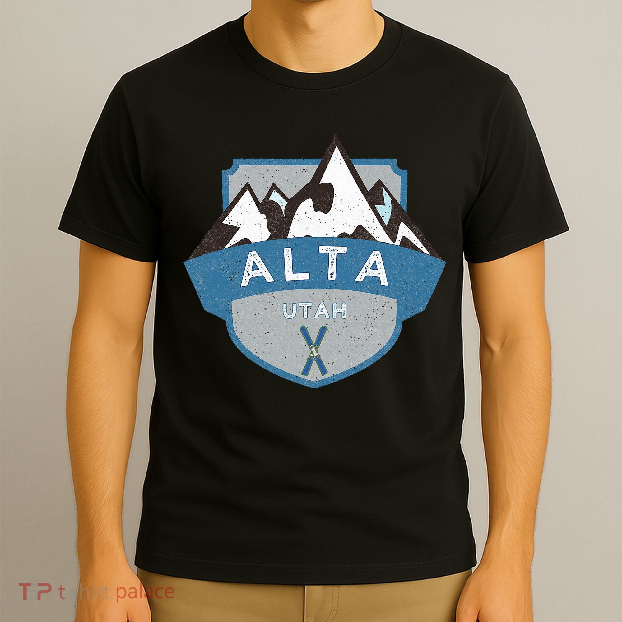 Vintage Alta Utah Illustration Retro Logo Ski T-Shirt