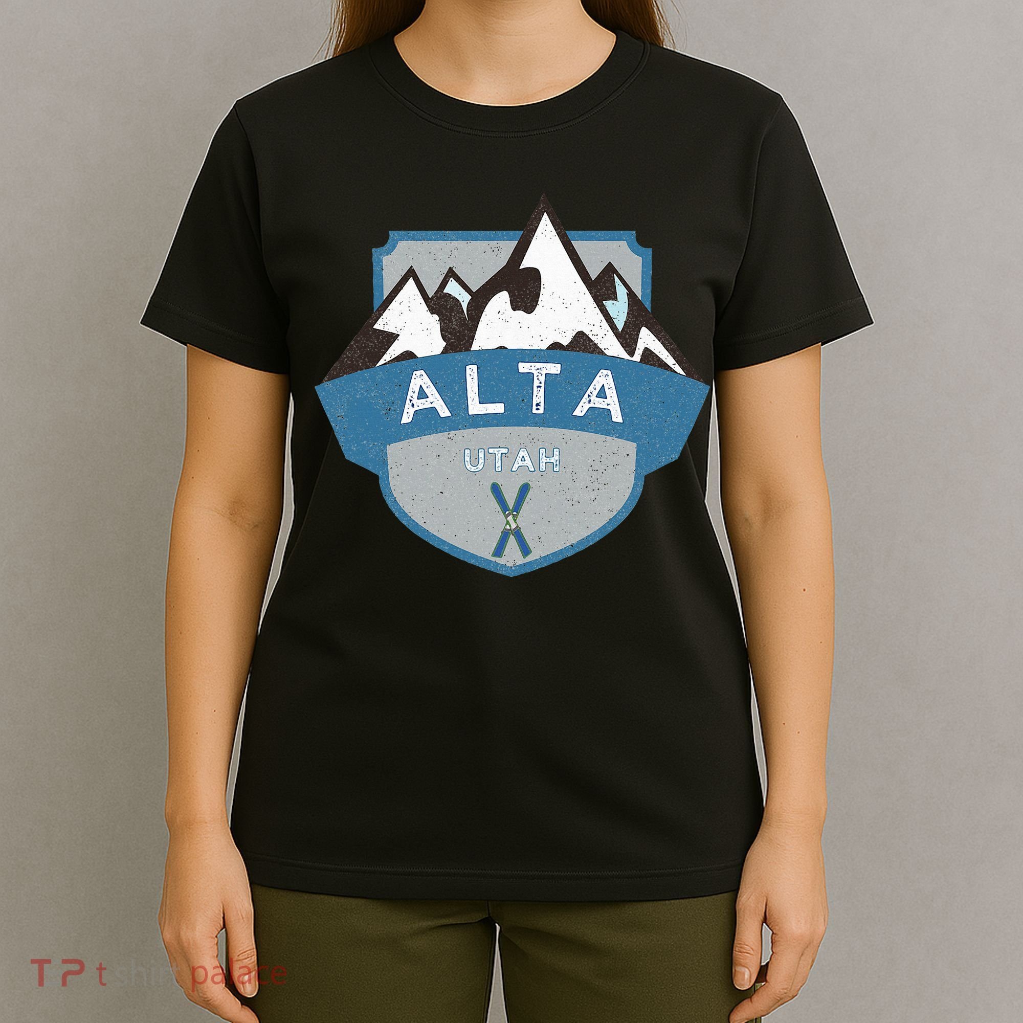 Vintage Alta Utah Illustration Retro Logo Ski T-Shirt