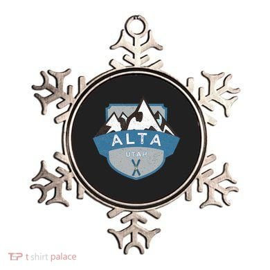 Vintage Alta Utah Illustration Retro Logo Ski Ornament
