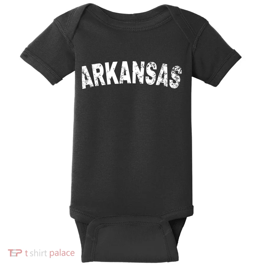 Vintage Arkansas White Text Baby Bodysuit