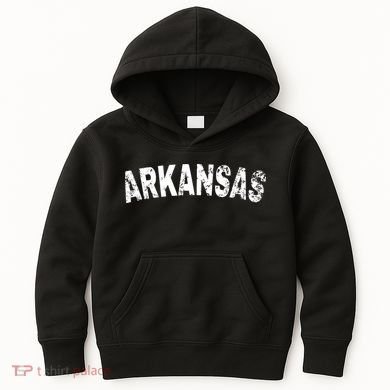 Vintage Arkansas White Text Kids Hoodie