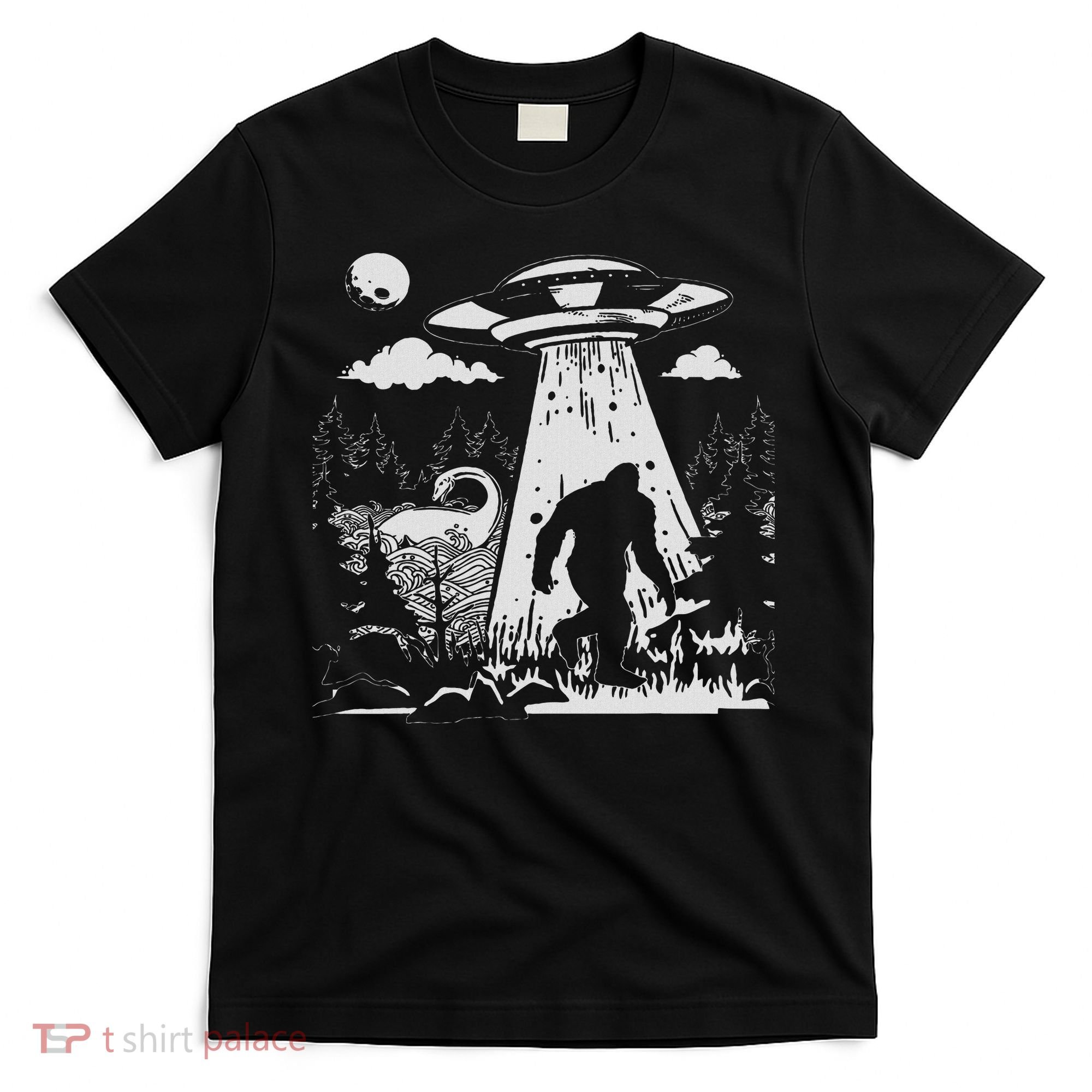 Vintage Alien With Bigfoot & Loch Ness Monster Cryptozoology T-Shirt