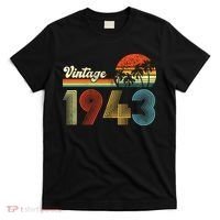 Vintage Birthday 1943 Retro Sunset Mom dad Gift 80th Birthday T-Shirt thumb 0
