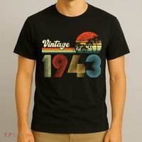 Vintage Birthday 1943 Retro Sunset Mom dad Gift 80th Birthday T-Shirt thumb 3