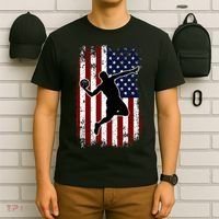 Vintage Basketball 4th of July USA American Flag T-Shirt thumb 6