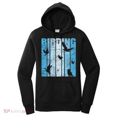 Vintage Birding Artwork Birdwatching Bird Lover Funny Gift Women's Hoodie