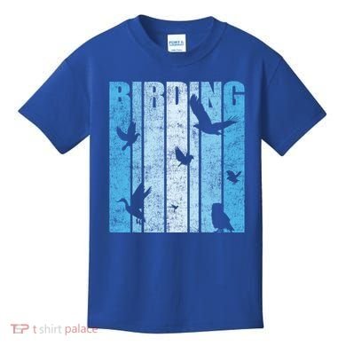 Vintage Birding Artwork Birdwatching Bird Lover Funny Gift Kids T-Shirt